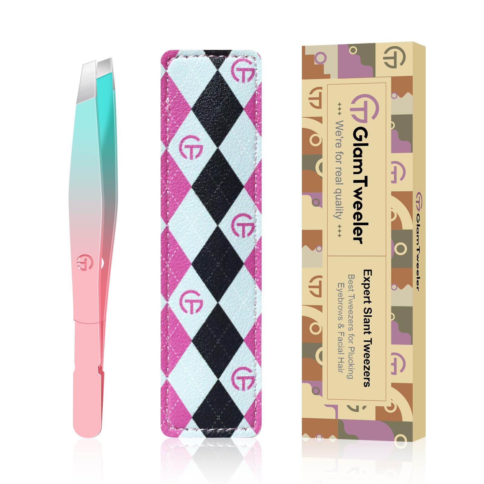 Pinzas de depilación de cejas GlamTweeler G-01 con punta de alta precisión para vello facial corto