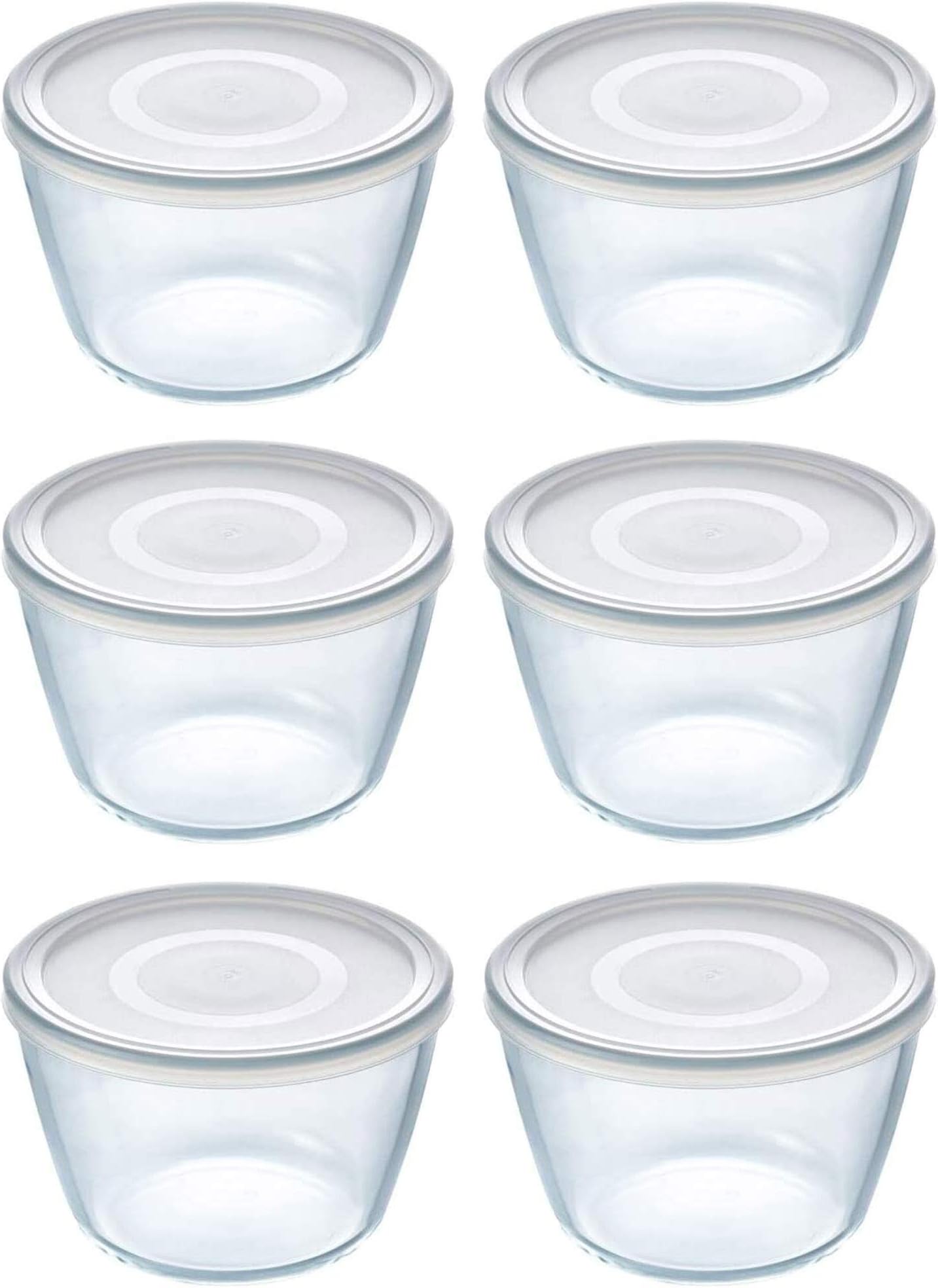 Pyrex Microwave Safe Classic Square Glass Dish with Plastic Lid 0.85 Litre White (Pack of 6
