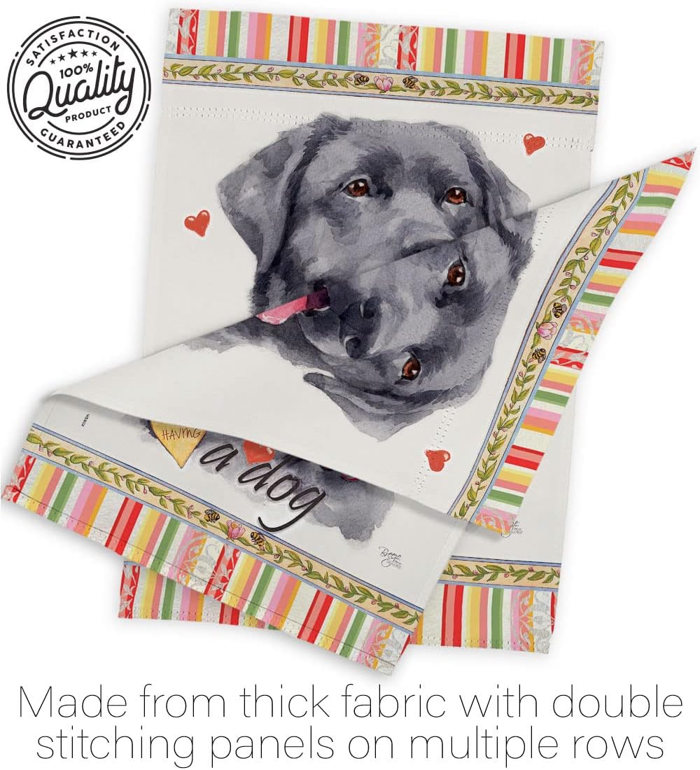Breeze Decor Labrador Happiness House Flag Dog Puppy Spoiled Paw Canine Fur Pet Nature Farm Animal Creature Decoration Banner Small Garden Yard Gift Double-Sided, Made in USA