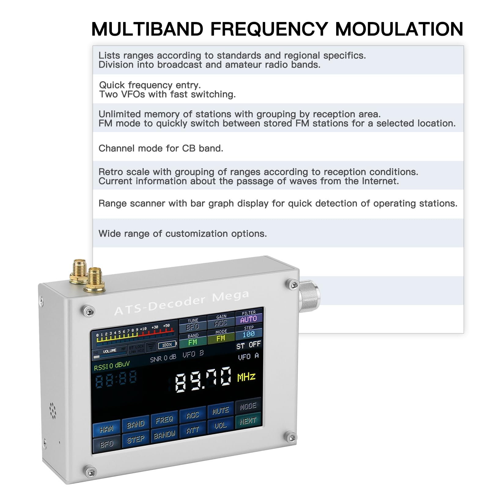 ATS-Decoder Mega SDR Radio AM FM SYNC SSB CW DIGI Empfänger Verbessert Version von ATS25 max-Decoder