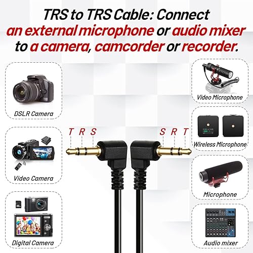 Miniatura 5 de Adaptador TRS a TRS de 0.138 in y TRS hembra a TRRS macho Juego de cables de conexión de micrófono, convertidor de repuesto para transmisión en