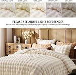 Lotus Karen Faux Fur Queen Comforter Set – Cream White Fluffy Comforter Queen Size, Big Bubble Faux Rabbit Fur Bedding Comforter Sets, Warm Cozy Fuzzy Bed Set 3 Pieces, 1 Comforter and 2 Pillowcases
