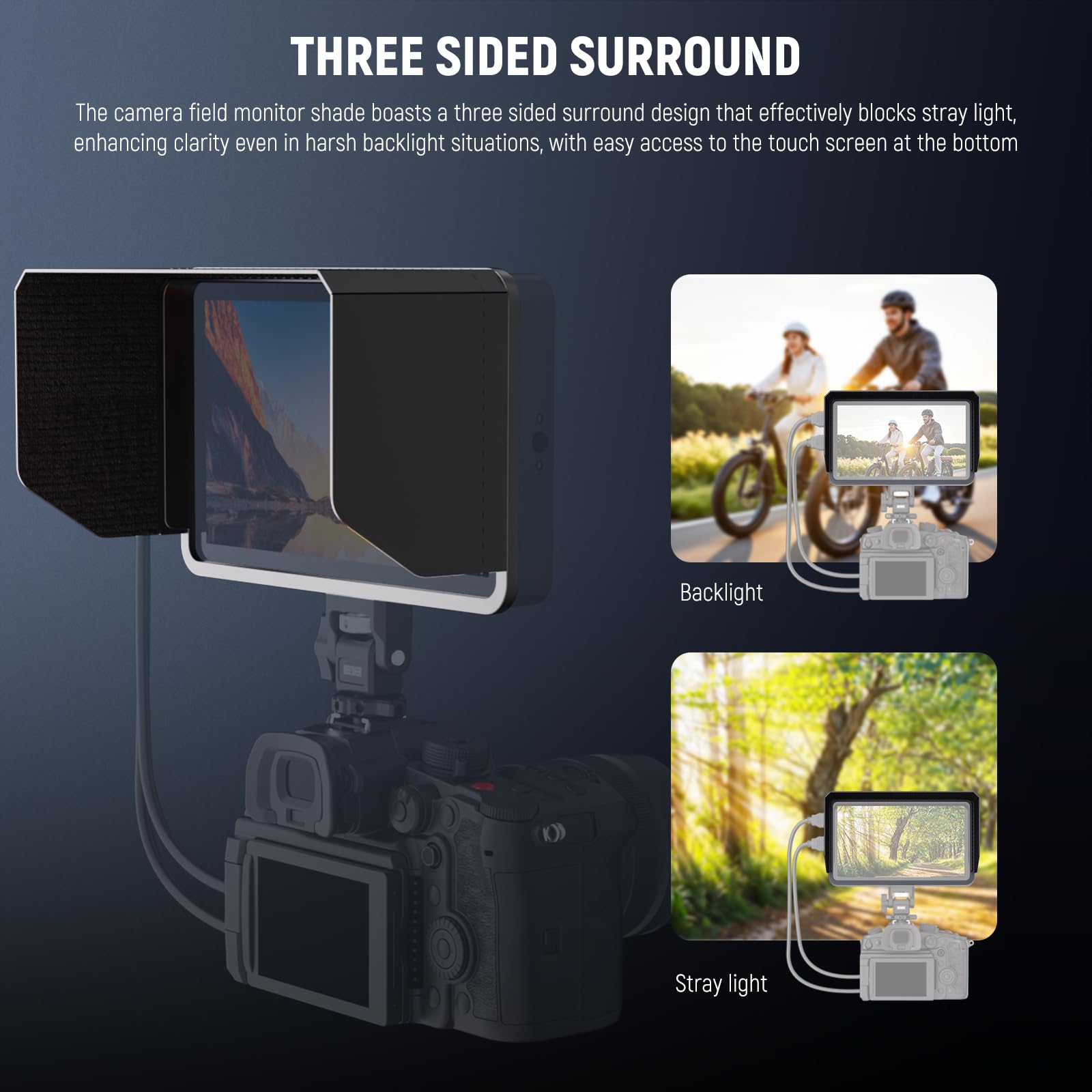 NEEWER Monitor Sunshade Hood for NEEWER F700 Camera Field Monitor, Three Side Sun Hood & Formfitting Frame - Image 3