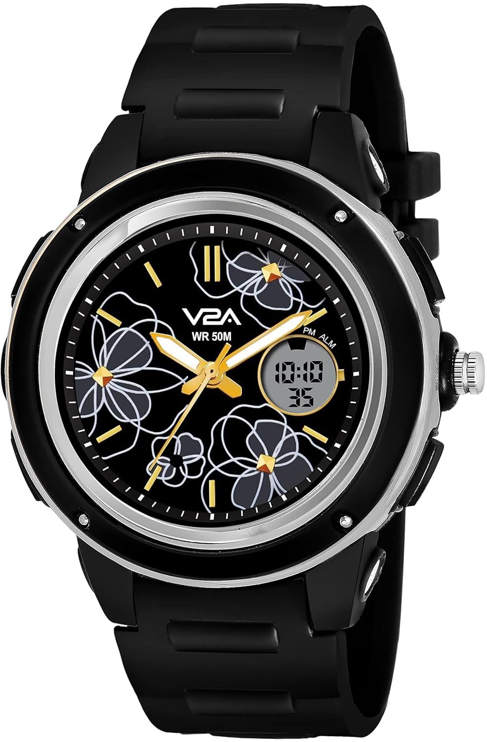 V2A Analog Digital 5ATM Waterproof Fashion Sports Watch for Women and Girls with Backlight Alarm Stopwatch (Black) (B0BHX53TRJ) Amazon Price History, Amazon Price Tracker