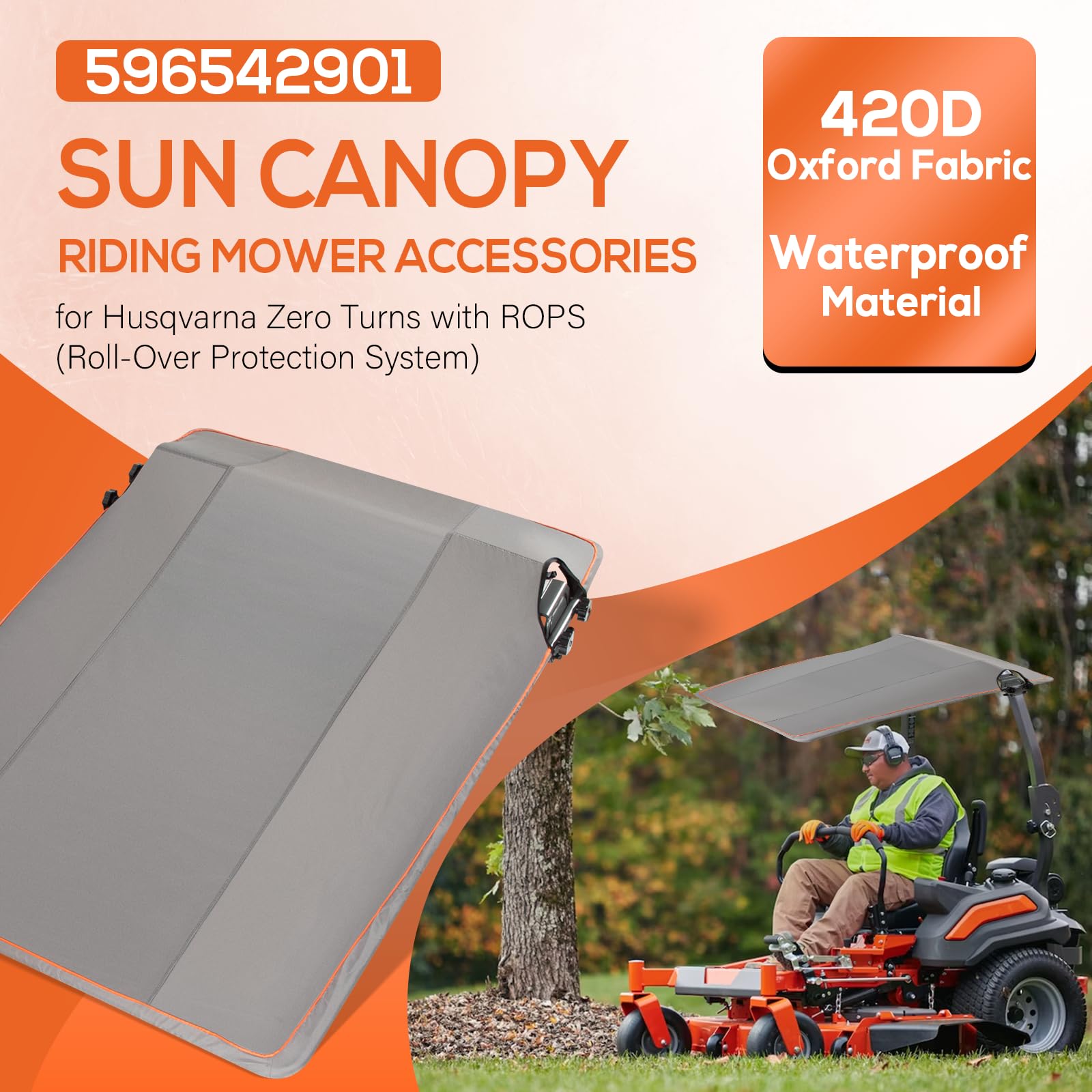 596542901 Heavy Duty Sun Canopy ZTR Sun Shade for Husqvarna Zero Turn ...
