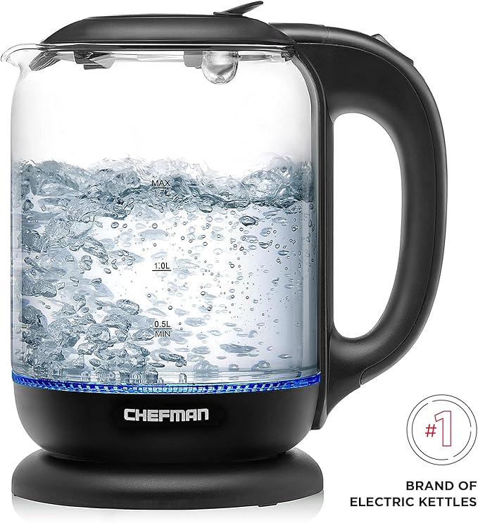 Chefman Tetera Eléctrica 1.7 Litros Vidrio Negro miniatura 3