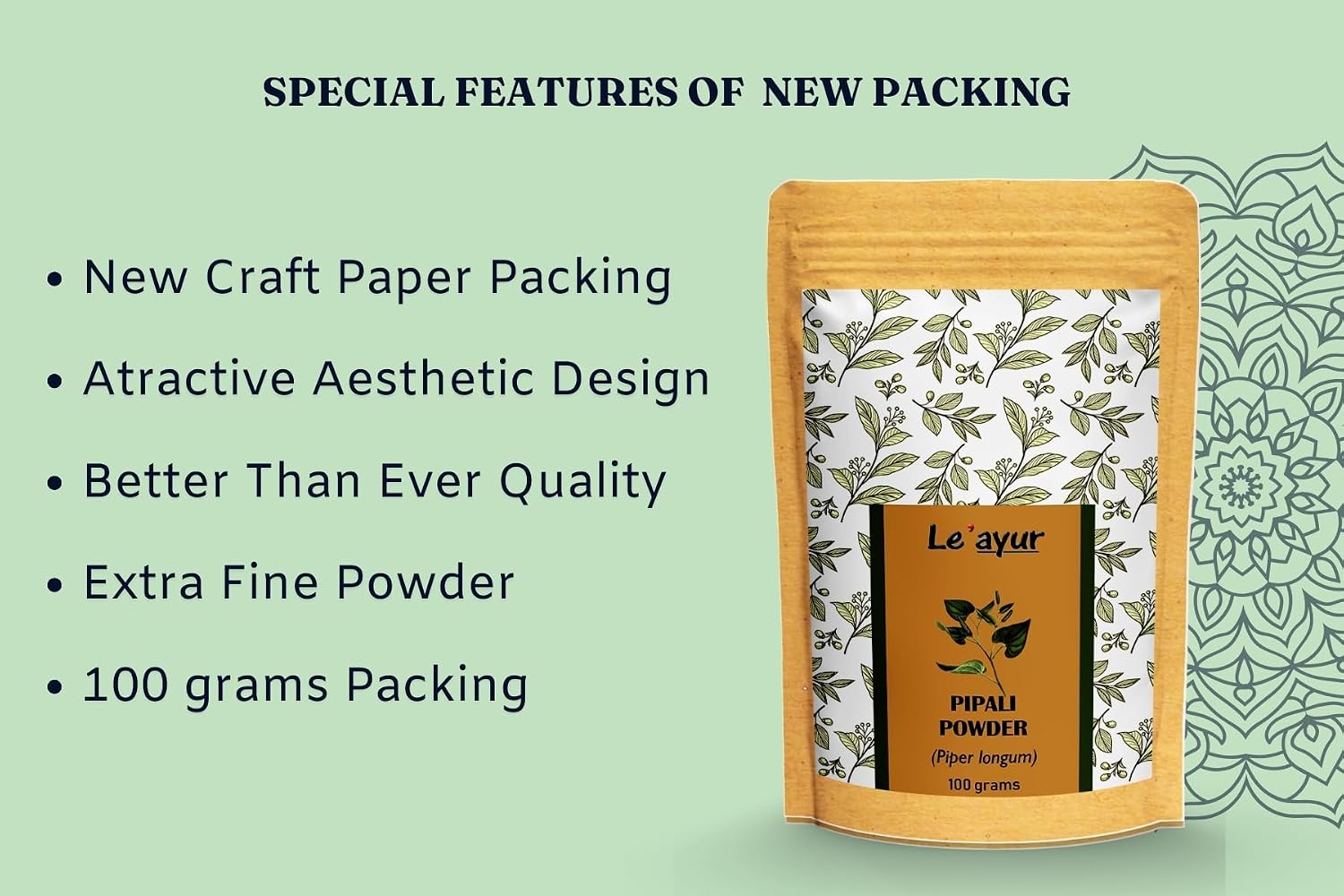 Le'ayur Pipali Or Lendy Pipal (Piper longum) Powder, 100 Grams