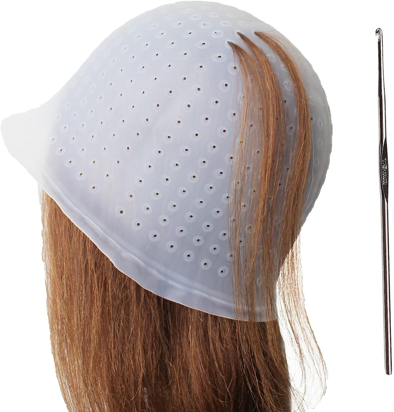 ShopClub Highlight Silicone Hair Dye Colour Cap, Reusable Hair Colouring Bleaching Spa Cap โ Transparent