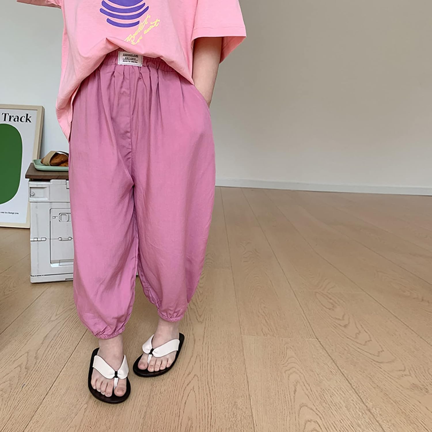 Toddler Kids Baby Girls Boys Cotton Pull On Solid Elastic Basic Harem Long Pants Bloomers Pants (Pink-@, 2-3 Years)