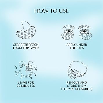 عبوة Talika Eye Therapy Patch - Instant Smoothing Eye Patch - Eye Masc للدوائر المظلمة والعيون المنتفخة - قابلة لإعادة الاستخدام تحت بقع العين - التأثير الفوري - 6 أزواج من بقع العين