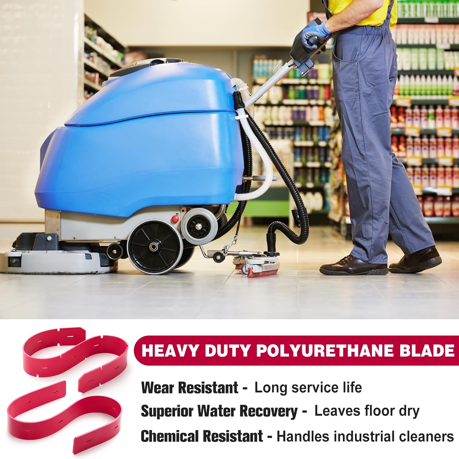 32.75" Rear & 31" Front Polyurethane Squeegee Blade Replacement Kit, Compatible with T300 T300e Nobles Speed Scrub, Industrial Floor Scrubber Blades