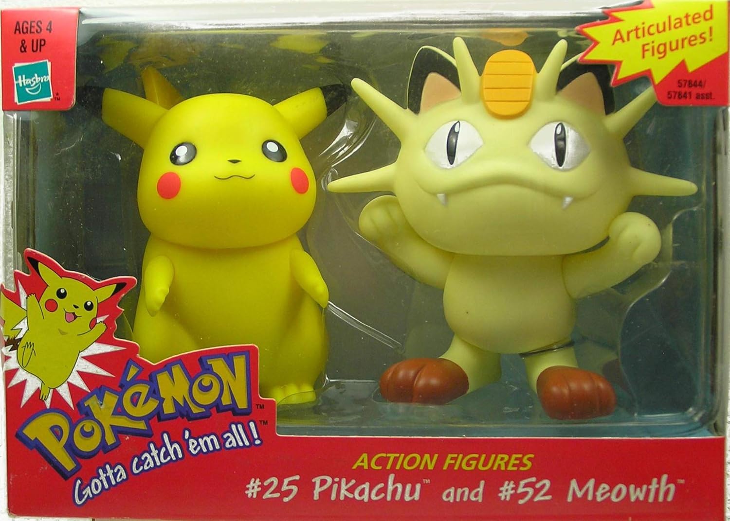 Pokemon Action Figures 25 Pikachu and 52 Meowth By Hasbro in 2000
