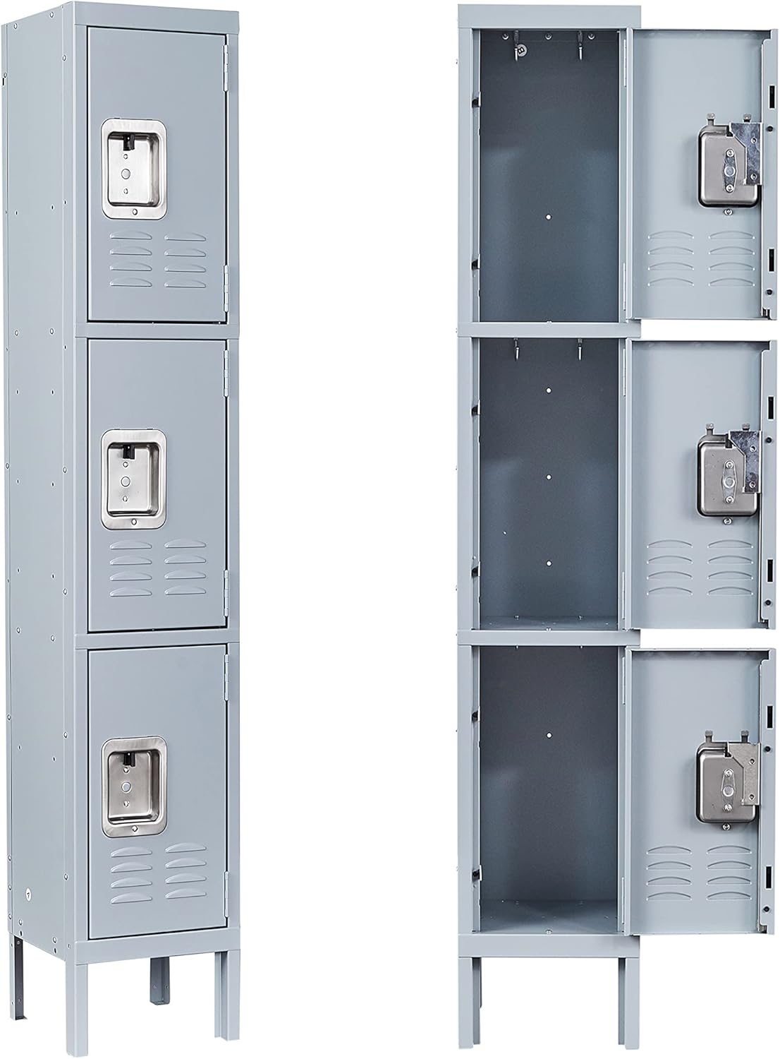 Yizosh Metal Locker with 3 Doors, Tall Steel Storage Lockers for Employees 3 Tier