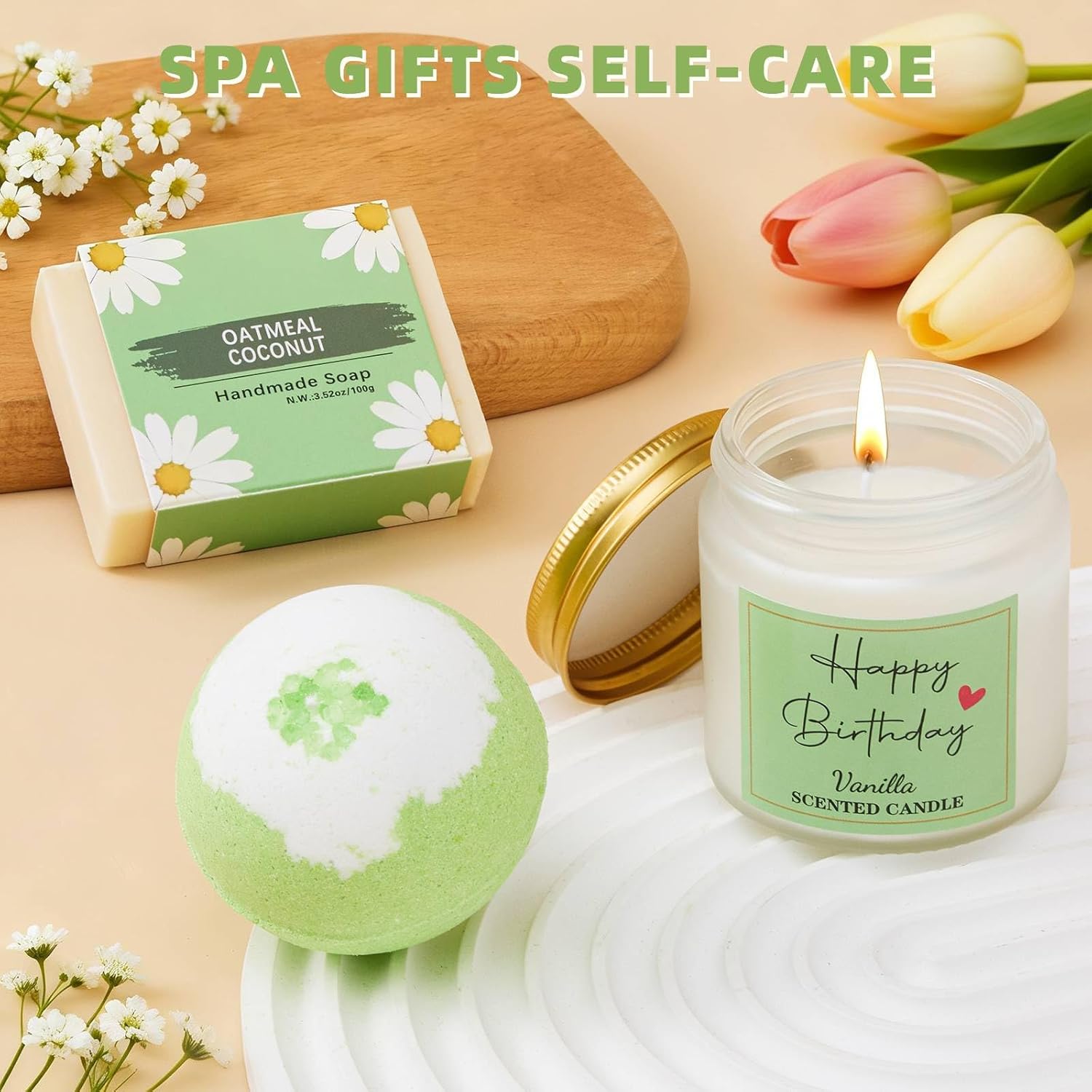 Uongeod Birthday Gifts for Women Her Teen Girls，11PCS Birthday Basket for Women Green Happy Birthday Gift Box for Mon Wife Daughter Aunt Sister Best Friend Coworkers - Image 4