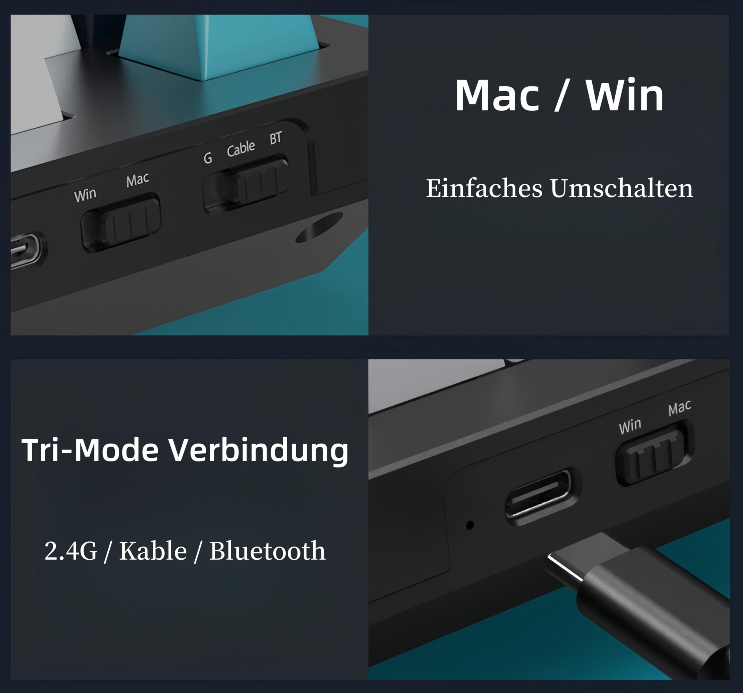 Keychron Q5 Max Kabellose Mechanische Tastatur,2.4 GHz Bluetooth QMK Voll-Aluminium 96% DE-ISO Layout RGB Hot-swappable Gateron Brauner Switch Für Mac Windows Linux