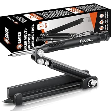 Multi-function Scribing Tool- Construction Pencil- Aluminum Alloy Scribe Tool with Deep Hole Pencil,DIY Woodworking Scribe Gauge Scriber Line Maker Measuring Tool,Multifunctional Tools