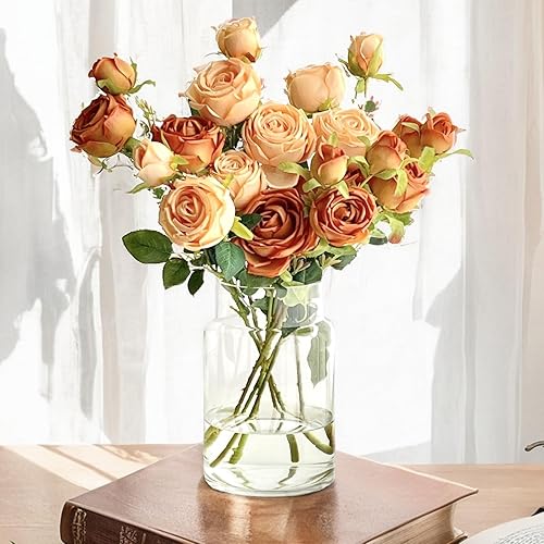 Miniatura 5 de BLOFLO - Jarrón de vidrio transparente, florero grande de vidrio de 9 pulgadas para flores, jarrones modernos de vidrio grueso para centros de mesa,