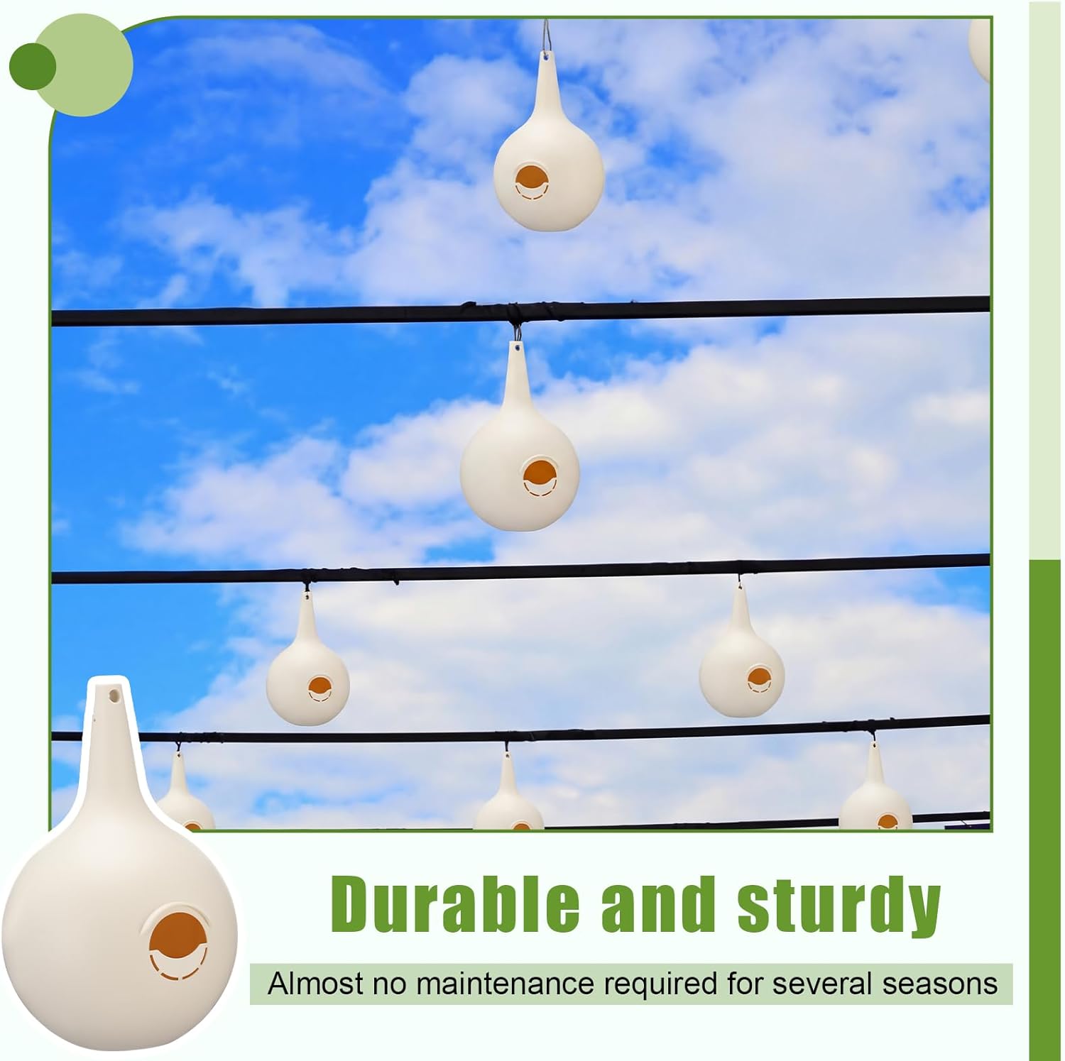 LemonRoad 4 Pieces Martin Gourds Wild Bird Lover's Purple Martin Gourd House 1.25" Entrance 8" Nest Chamber Plastic White Bird House for Outdoors Yard Garden Shepherd's Pole