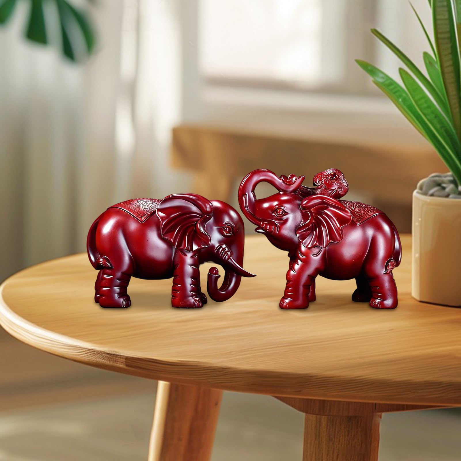 Decorazione Elefante In Legno Arte Rustica Decorativa Artigianale | Statua Di Elefante Portafortuna per Scrivania, Tavolo, Mensola, Libreria, Camera da , Soggiorno, Comò