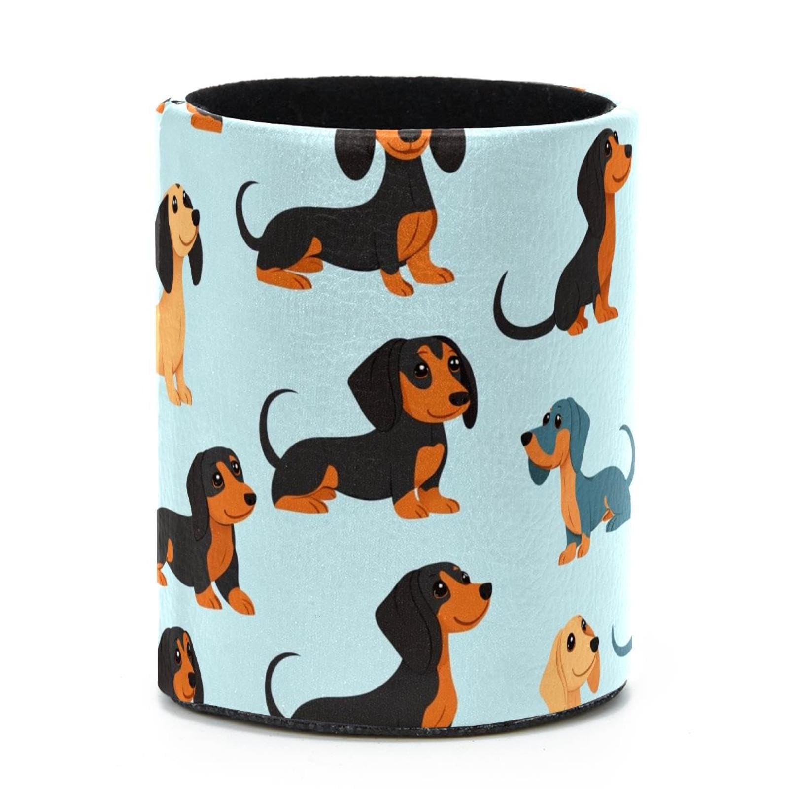 VAPOKF Round Pencil Holders for Desk, Dachshund Pen Holders Pen Pot Makeup Brushes Storage Desktop Stationery Supplies Organiser for Home Office