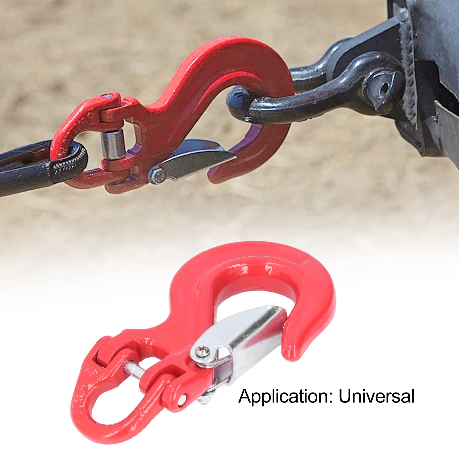 Yctze Gancio Antiscivolo Gancio della Gru Gancio di Traino Verricello Rimorchio Cerniera Gancio Rosso 2T Carico 80 Acciaio Universale con Chiusura di Sicurezza Heavy Duty