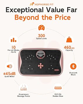 Vibration Plate Exercise Machine, Full Body Workout Vibrating Plate for Lymphatic Drainage Weight Loss, 460 Lbs Capacity Shake Platform with 300 speeds for Women Men