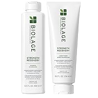 Vista 1 de Biolage Strength Recovery Shampoo & Conditioner Set - Gently Cleanses & Reduces Breakage, For All Damaged & Sensitized Hair Types, Vegan and
