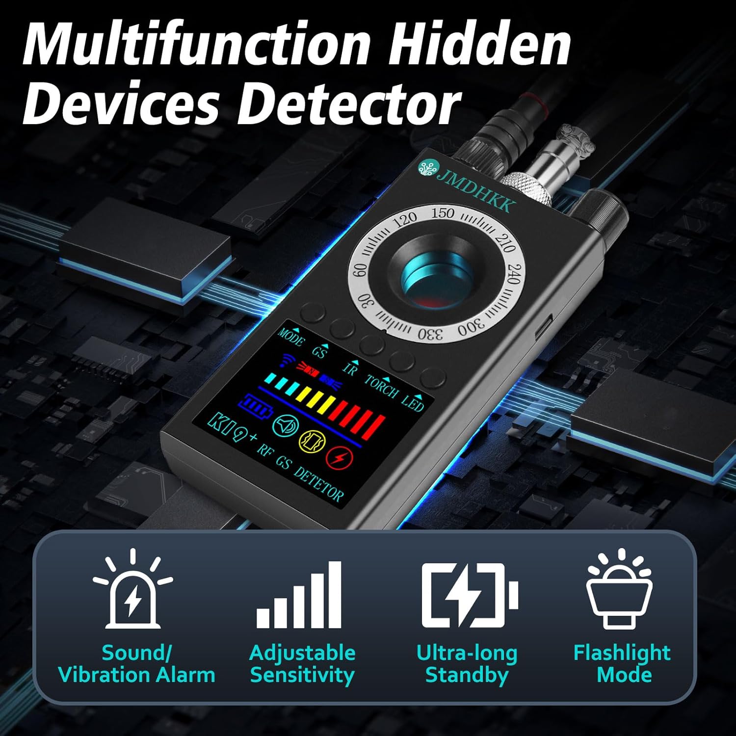 JMDHKK K19 Hidden Camera Detector, Bug Detector, Signal Detector, Spy Camera Finder for Travel, Hotel, Office, and Personal Privacy Protection(Black) - Image 6