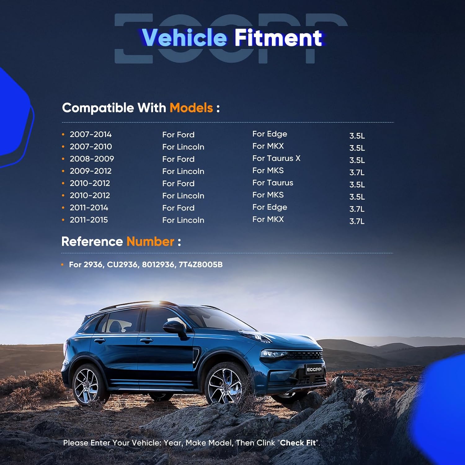 ECCPP 2936 Radiator for 2007-2014 for Ford Edge 3.5L 2011-2014 for Ford Edge 3.7L 2010-2012 for Ford Taurus 3.5L 2008-2009 for Ford Taurus X 3.5L Replace# CU2936, 8012936 Engine Coolant Radiator