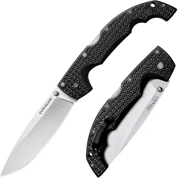 Cold Steel XL Voyager 5.5" AUS10A Drop Point Razor-Sharp Blade 6.75" Griv-Ex Handle Everyday Carry Tactical Folding Knife w/Tri-Ad Lock