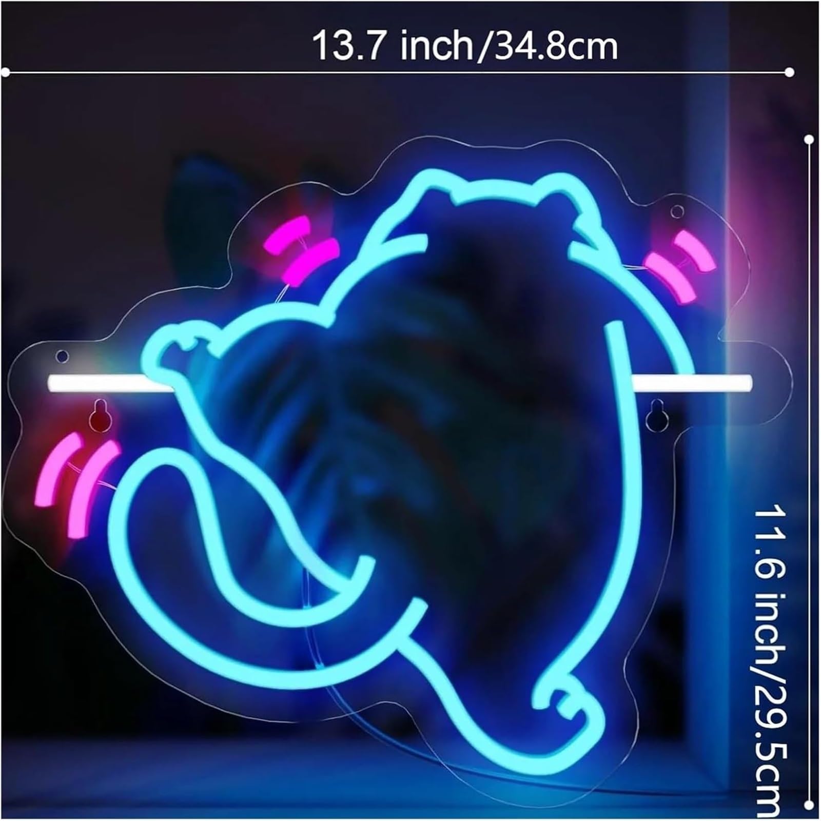 Idées cadeaux créatives pour enseignes lumineuses Enseigne lumineuse LED en forme de chat, décoration murale chambre à coucher animalerie, 34,8 x 29,5 cm