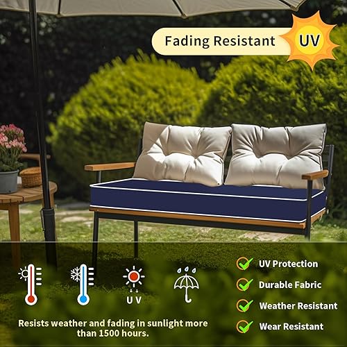 Miniatura 3 de PNP FKJP Funda de cojín de banco para exteriores de 48 x 18 x 3 pulgadas, resistente a la intemperie, funda de cojín de asiento de ventana, funda de