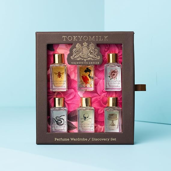TOKYOMILK Eau de Parfum Discovery Set, 6 Fragrances in 0.23 fl. oz. Bottles, Exciting Luxury Mini Perfume for Women, Long Lasting Fragrance, Signature Ladies Travel Essentials