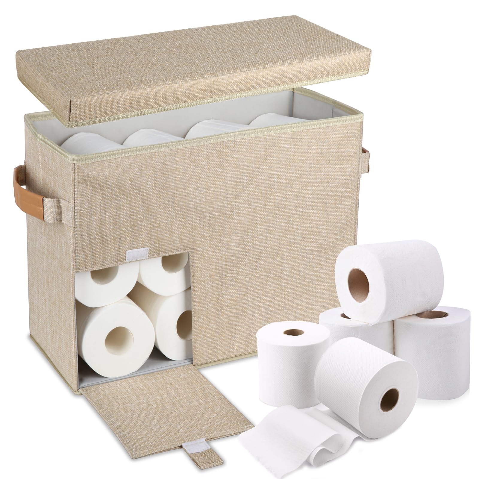 Toilet Paper Storage Basket, Collapsible Rolling Storage Bin Toilet Paper Holder for Bathroom, Tissue Toilet Paper Storage Cabinet with Wheel for Bathroom Organizer Container Dressers or Cabinets