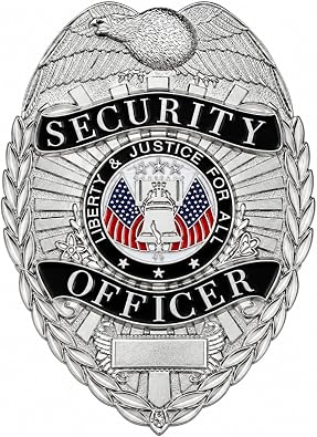 Heros Pride Security Officer Badge, Enameled & Plated, 5PC Pin Catch Design, Standard Issue Badge Size