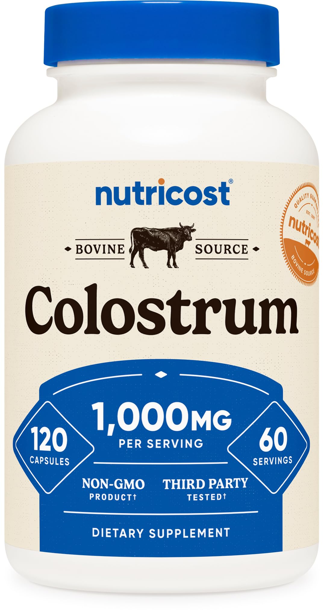 Nutricost Colostrum 1000mg, 120 Capsules - Gluten Free & GMO Free, 60 Servings