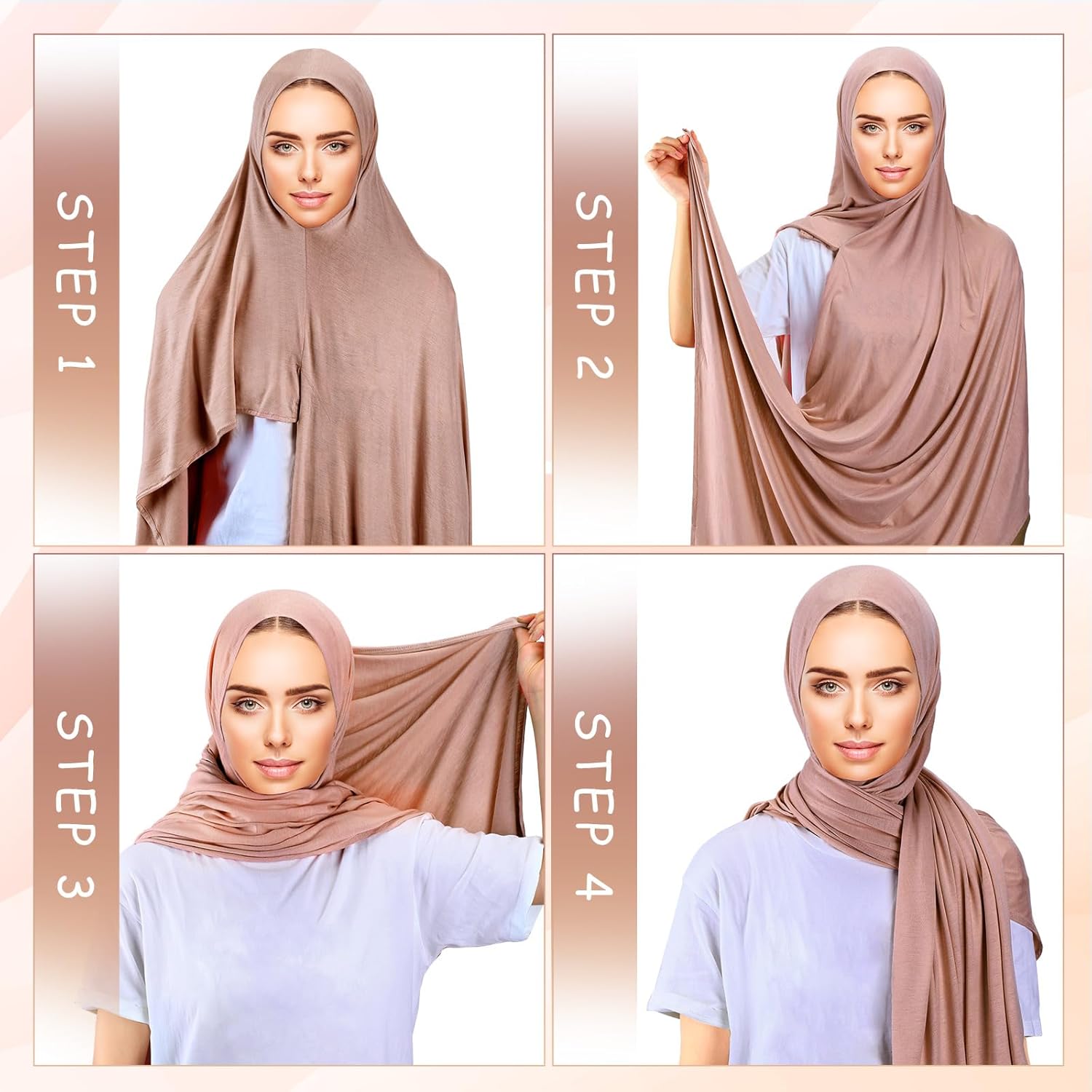 Handepo 6 Pcs Instant Jersey Hijab for Women Muslim Head Scarf Lightweight Long Soft Hijab Shawl Stretch Scarf Wrap