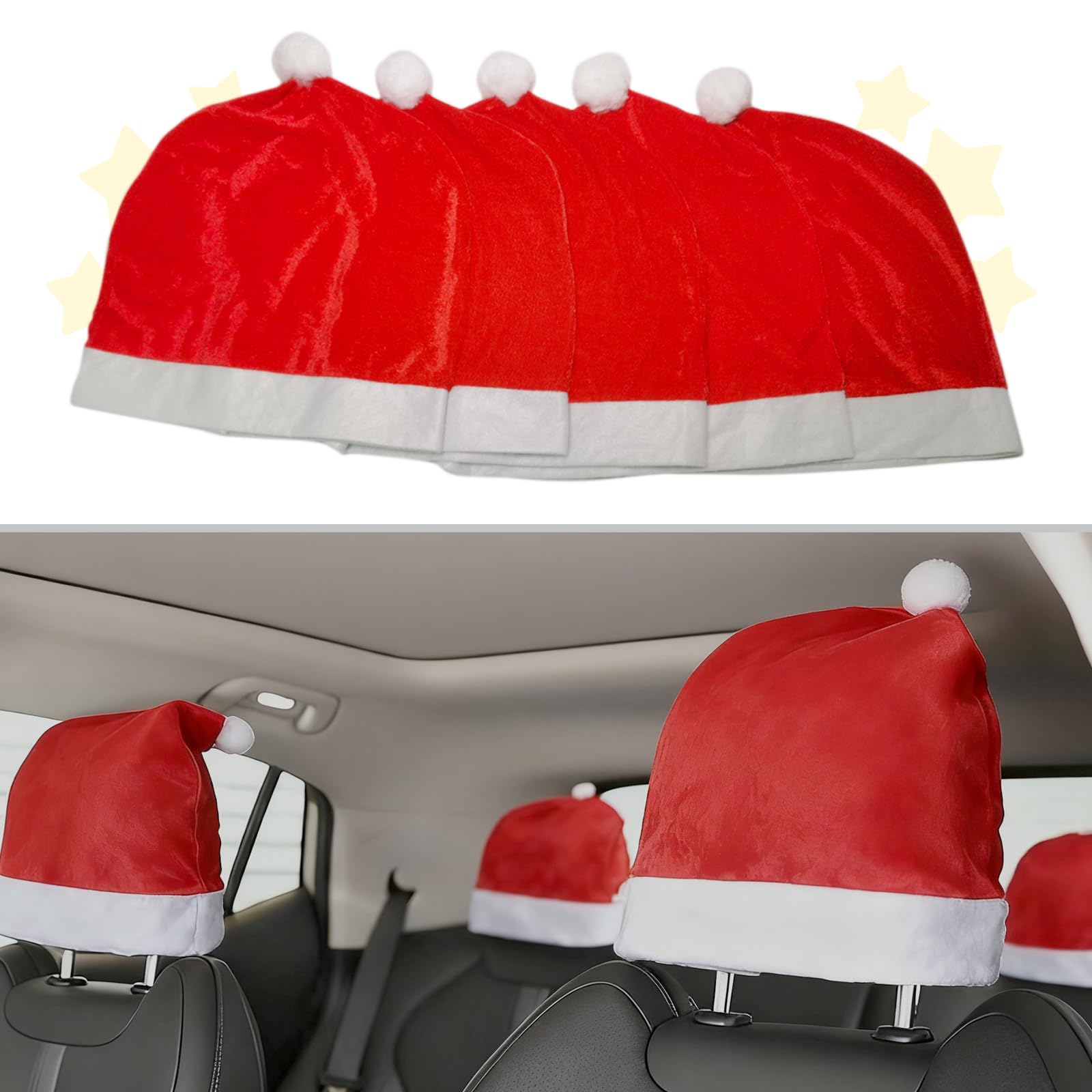 ZOIBV 5 Stück Weihnachtsmütze Auto Kopfstützenbezüge | Passe