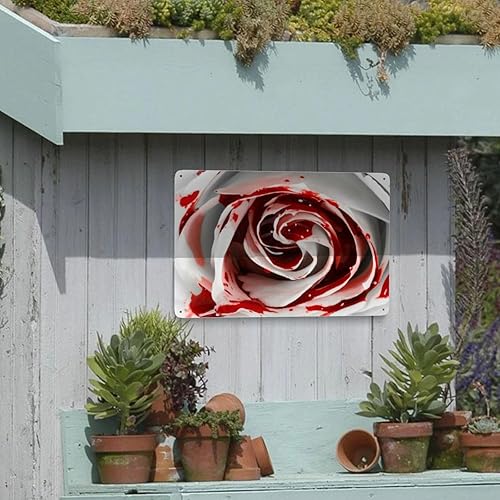 Miniatura 6 de Metal Tin Sign Red Blood Rose Metal Sign Suitable For Home Garden Kitchen Bar Cafe Restaurant Retro Wall Decor 8x12in
