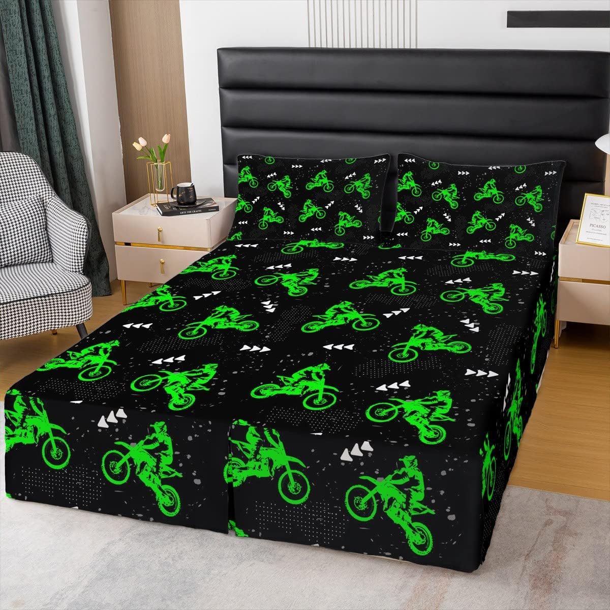 Leopard King Size Bed Skirt, Cheetah Print 15 Inch Drop Brushed Microfiber Bed Skirts for Kids Boys Girls Room, Leopard Fur Print Dust Ruffle Pleated Bedskirt Teens Bedding Decor, Brown