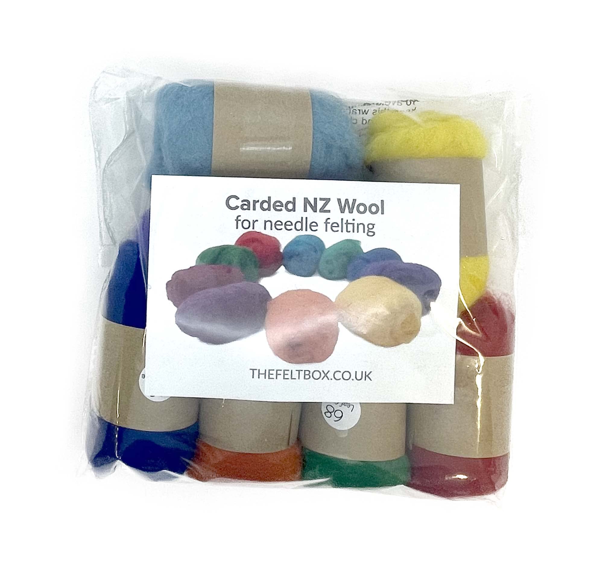 The Felt Box Needle Felting Wool, Bright Rainbow Set 7 Colours x 20g (140g Total) Carded Wool Batts - Image 4