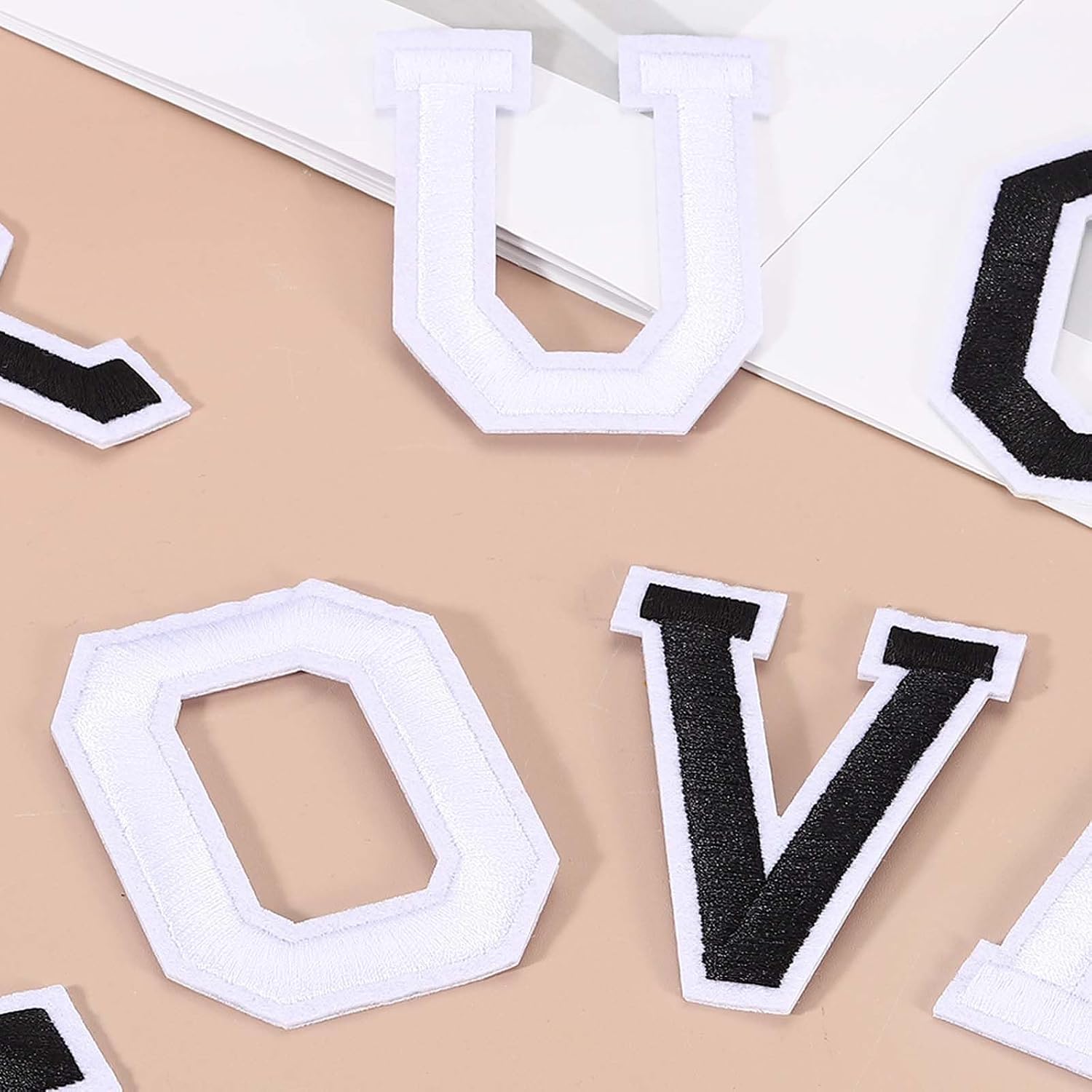 MECCANIXITY 7 Pcs Iron-on Letter Patches, 3 Inch Iron-on Letter-X for Clothing Alphabet Embroidery Applique Patches for Clothes Hats Jeans Jacket Backpacks DIY Accessories, White image 5