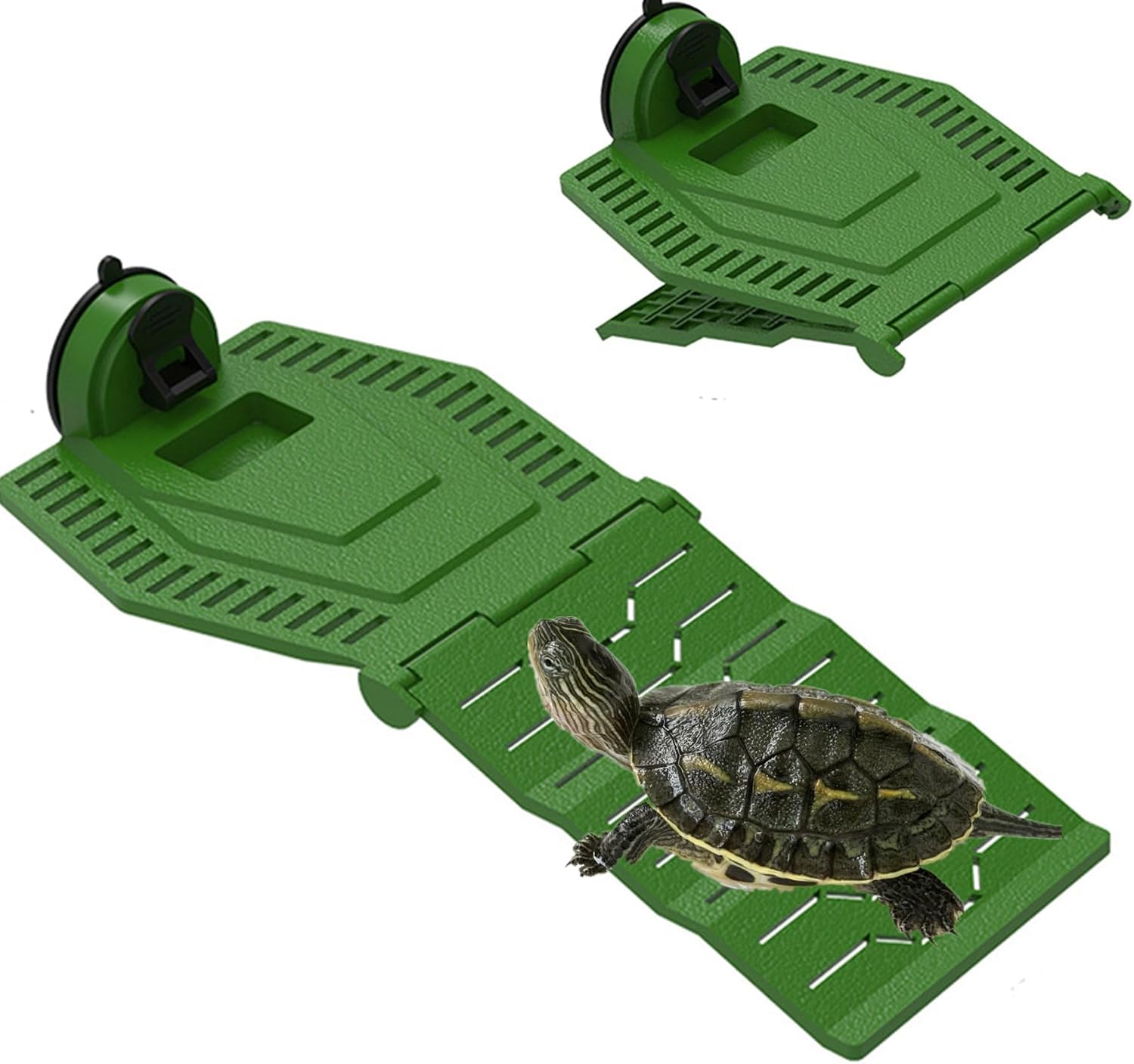 Turtle Resting Basking Platform, Turtle Climbing Ladder Ramp, Foldable Tortoise Resting Terrace for Frog Terrapin Reptile Amphibian Habitat Hideouts Floating Tank Décor (Large)