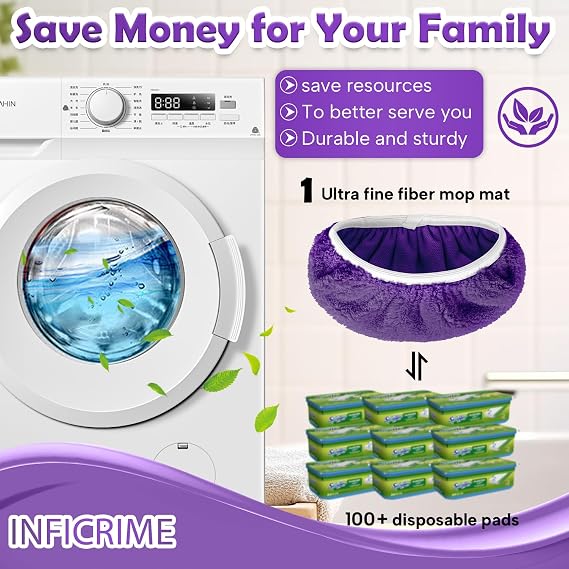 6 Pack Reusable Microfiber Mop Pads Compatible with Swiffer Sweeper Mop, Dry Sweeping Cloths & Wet Mopping Cloths, Washable Mop Pads for Surface/Hardwood Floor Cleaning (Mop is Not Included)
