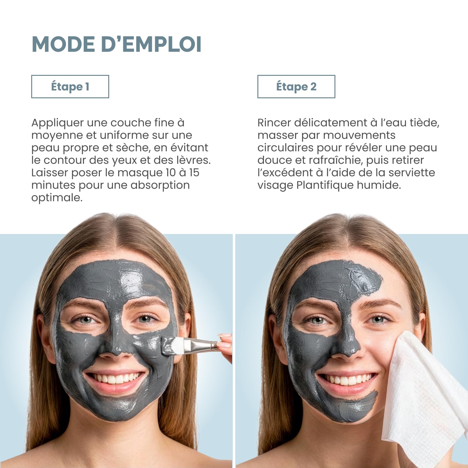 PLANTIFIQUE Masque Coréen à l'Argile Volcanique et Mer Morte – Masque Visage avec Charbon, Acide Hyaluronique, Huile de Jojoba et Beurre de Karité – Purifie, Affine les Pores, Hydrate et Apaise, 110g