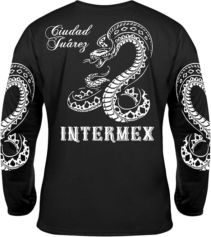 Amazon インターメクス Intermex 長袖tシャツ メンズ ロンt オラオラ系 服 Hiphop系 ファッション バイカー ギャング ヤンキー ヤクザ B系 チカーノ Itm 001 コブラ 黒 白 Tシャツ カットソー 通販