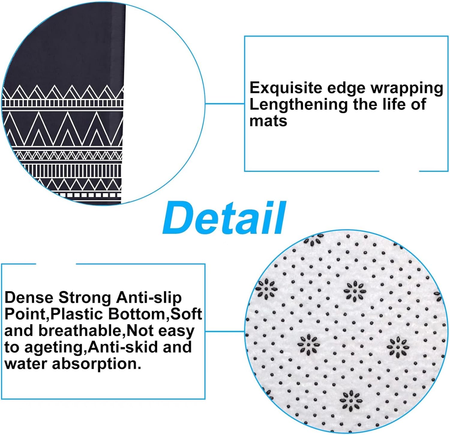 DDQQ 4Pcs Black Boho Shower Curtain Set with Rugs, Modern Abstract Geometric Bathroom Decor Set with Accessories, Vintage Stripes Bohemian Waterproof Shower Curtain for Bathtub Decor : Home & Kitchen