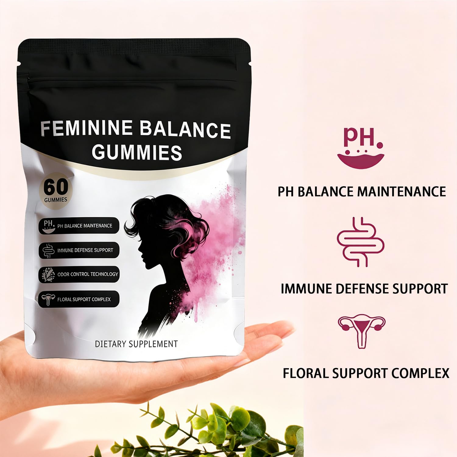 Premium Feminine Balance Gummies for Women | Hawaiian Pineapple Flavor, Daily pH Balance & Freshness Support | Vegan, Sugar-Free Gummies for Intimate Wellness, Flora & Immune Support | 60 Count