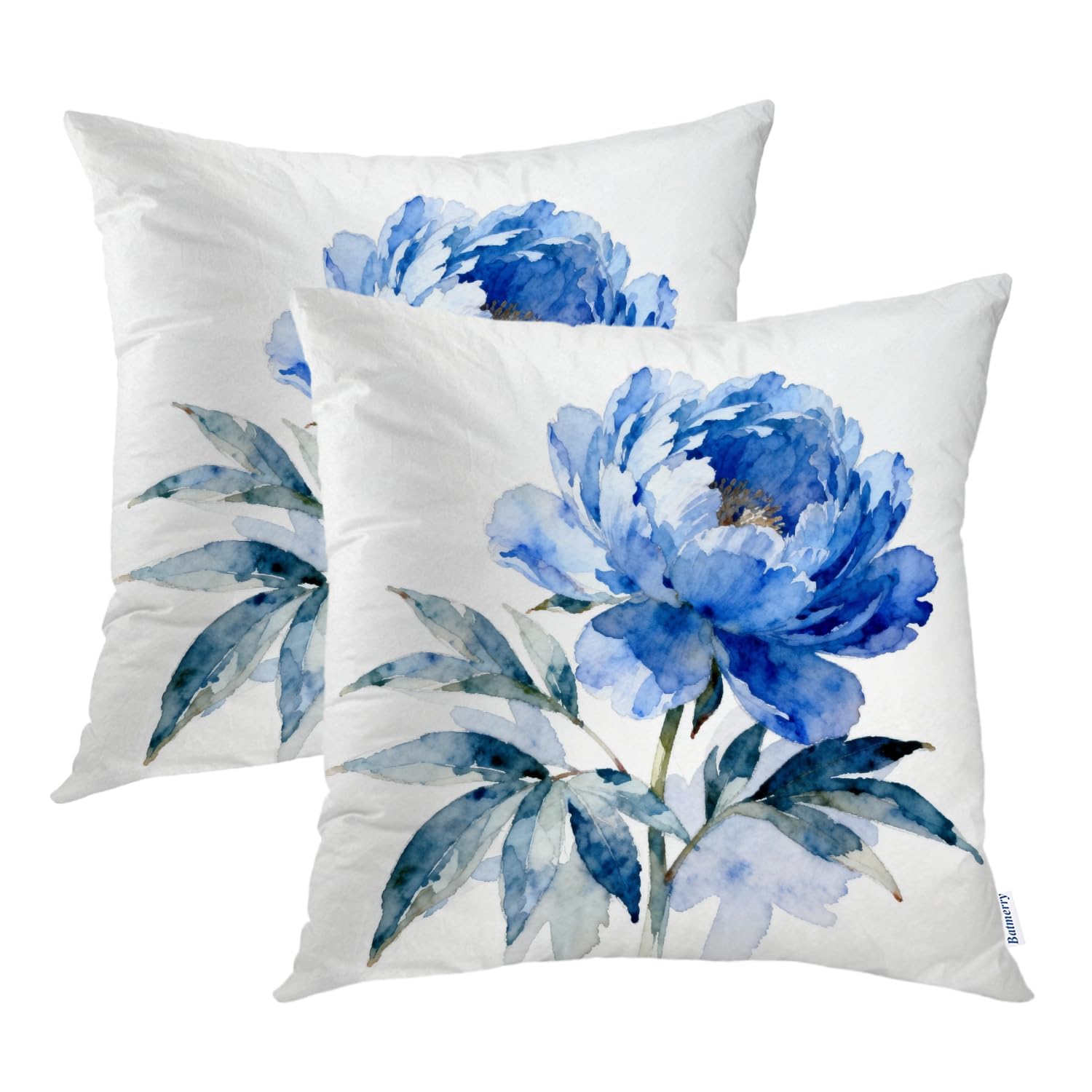 Housse de coussin anti usure fleurs blanches bleu indigo Batmerry