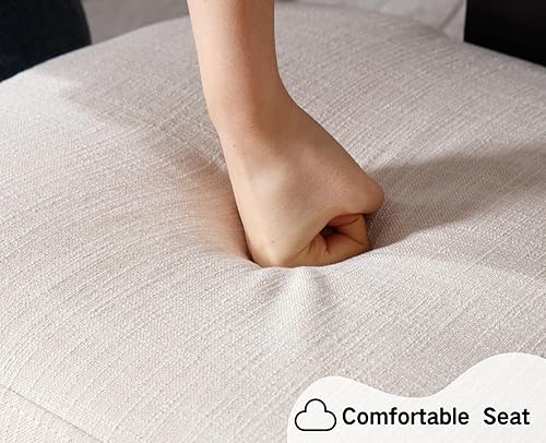 Miniatura 6 de Shunzhi Juego de 2 sillas de comedor tapizadas estilo casa de campo, modernas de mediados de siglo, sillas de cocina de lino de ratán, sillas